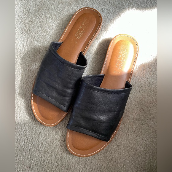 Bella Vita Leather Slide Sandals - Picture 1 of 6